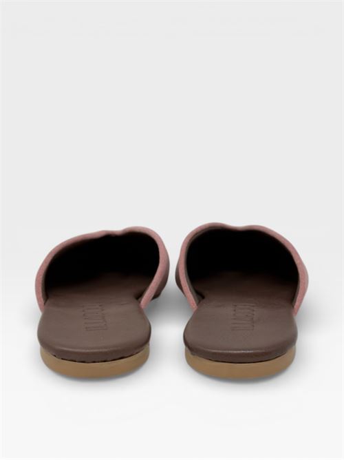 Sabot in suede rosa cipria dal design minimal IL LACCIO | 1918SUEDEBARBIE